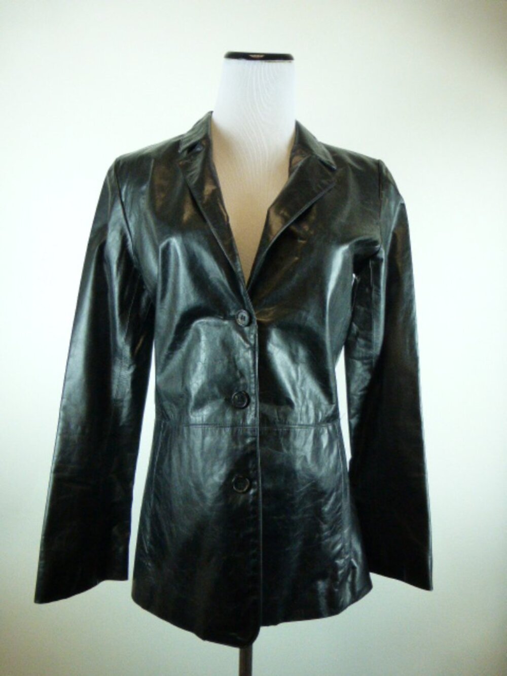 CHAIKEN BLACK LEATHER COAT JACKET 6